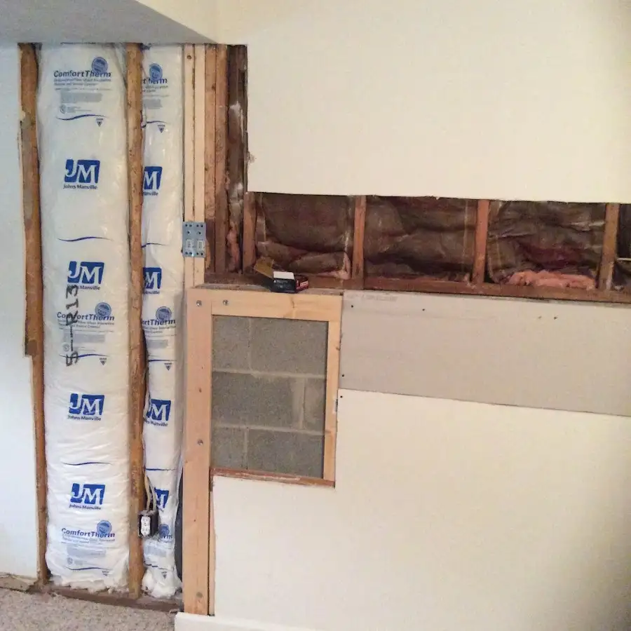 Wall insulation replacement during Basement Flood Cleanup in Souderton